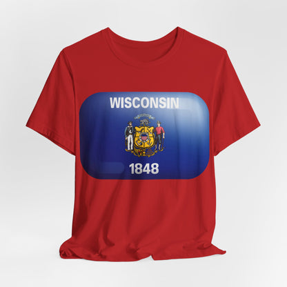 Wisconsin Flag T‑Shirt – State Pride Tee (WISCONSIN 1848) MADISON JERSEY TEE