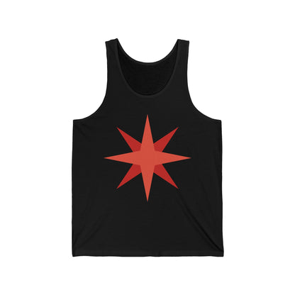 Red Eight-Point Star Men/Unisex Tank Top | Modern Minimal Graphic | True North