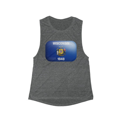 Wisconsin State Flag Women Flowy Scoop Tank Top | Soft Premium Fit | True North
