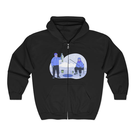 Funny Fishing Hoodie | Zip Sweatshirt for Ice Fishing & Outdoor Sports | True North