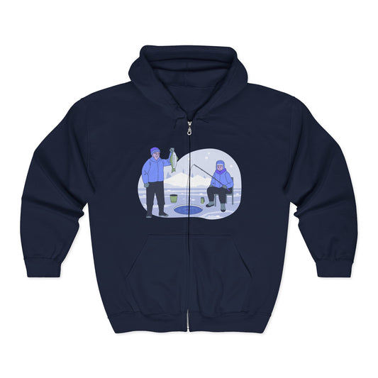 Funny Fishing Hoodie | Zip Sweatshirt for Ice Fishing & Outdoor Sports | True North