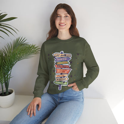 Travel Destination Crewneck Sweatshirt | Streetwear, Adventure Fashion, World Map Merch | True North