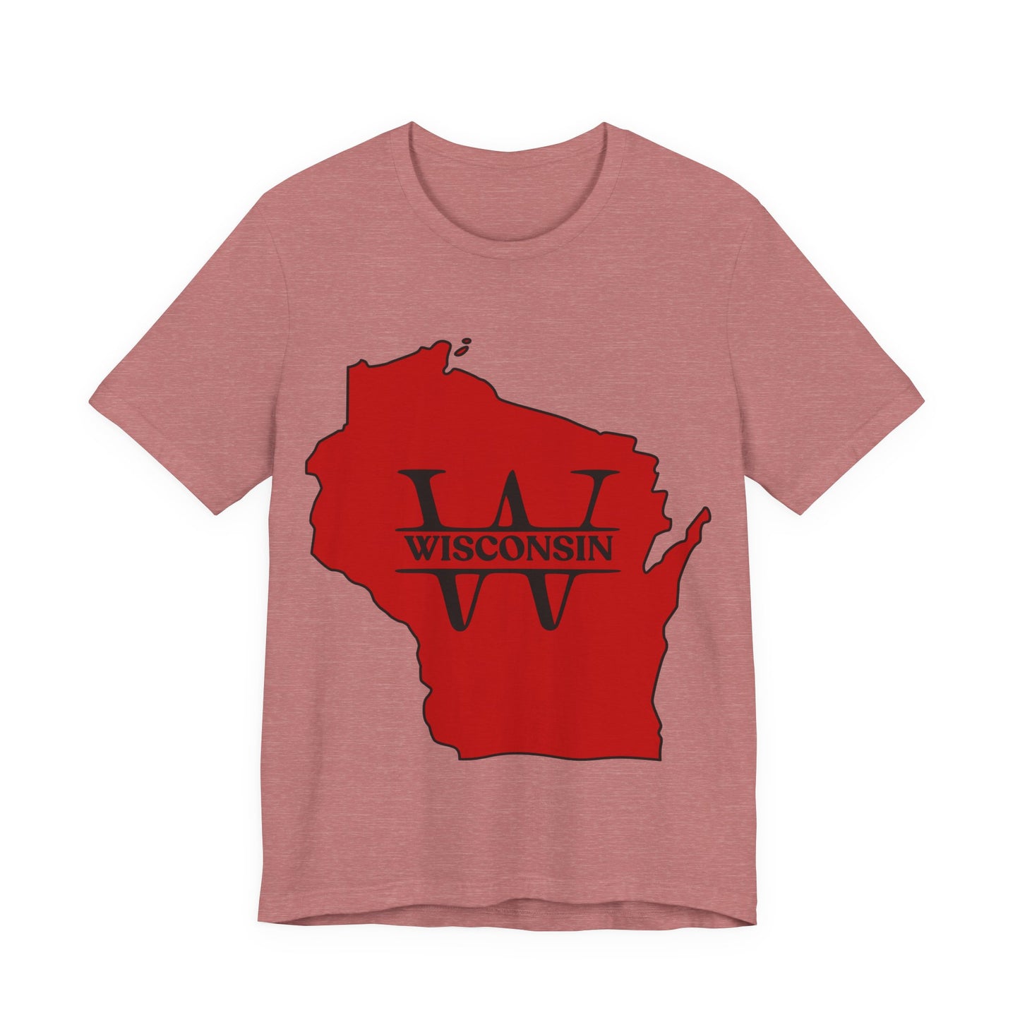 Wisconsin State Outline Tee with W Monogram — Red Badger Pride Shirt MADISON JERSEY TEE