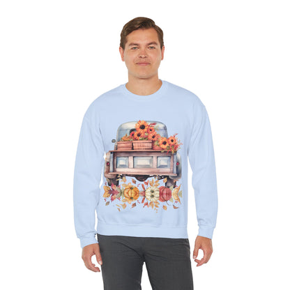Fall Floral Truck Crewneck Sweatshirt | Autumn Apparel | True North