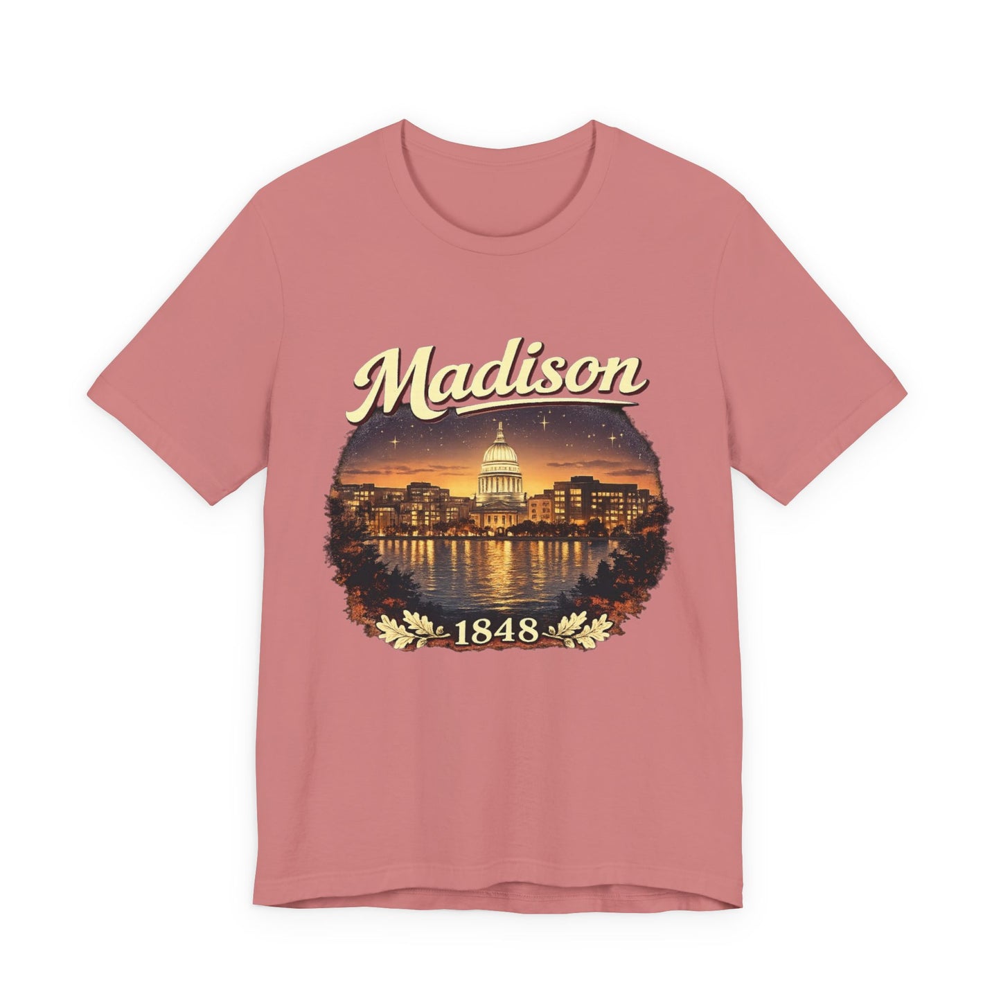 Madison Skyline T-Shirt — Vintage Capitol Night Scene (1848) JERSEY