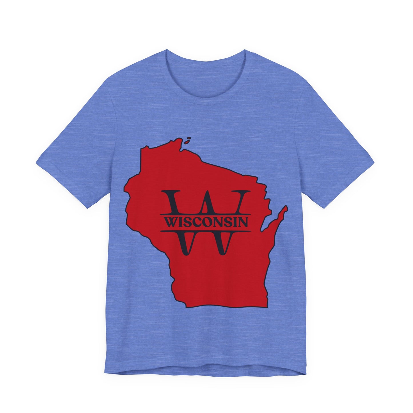 Wisconsin State Outline Tee with W Monogram — Red Badger Pride Shirt MADISON JERSEY TEE