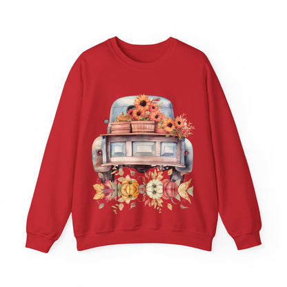 Fall Floral Truck Crewneck Sweatshirt | Autumn Apparel | True North